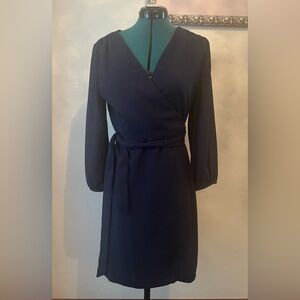 J. Crew Navy Blue Crepe Wrap Dress size 6